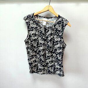 Garnet Hill Silk Floral‎ Sleeveless Blouse- Size 14